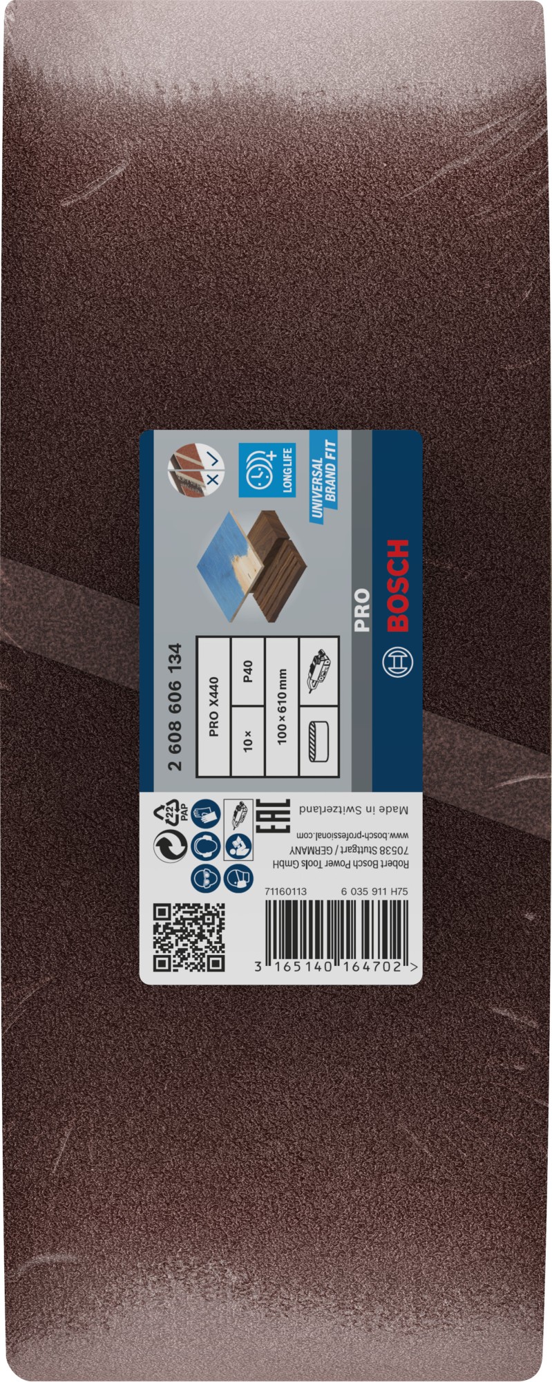 Banda de lija PRO X440, 100 x 610 mm, G40, 10 unidades