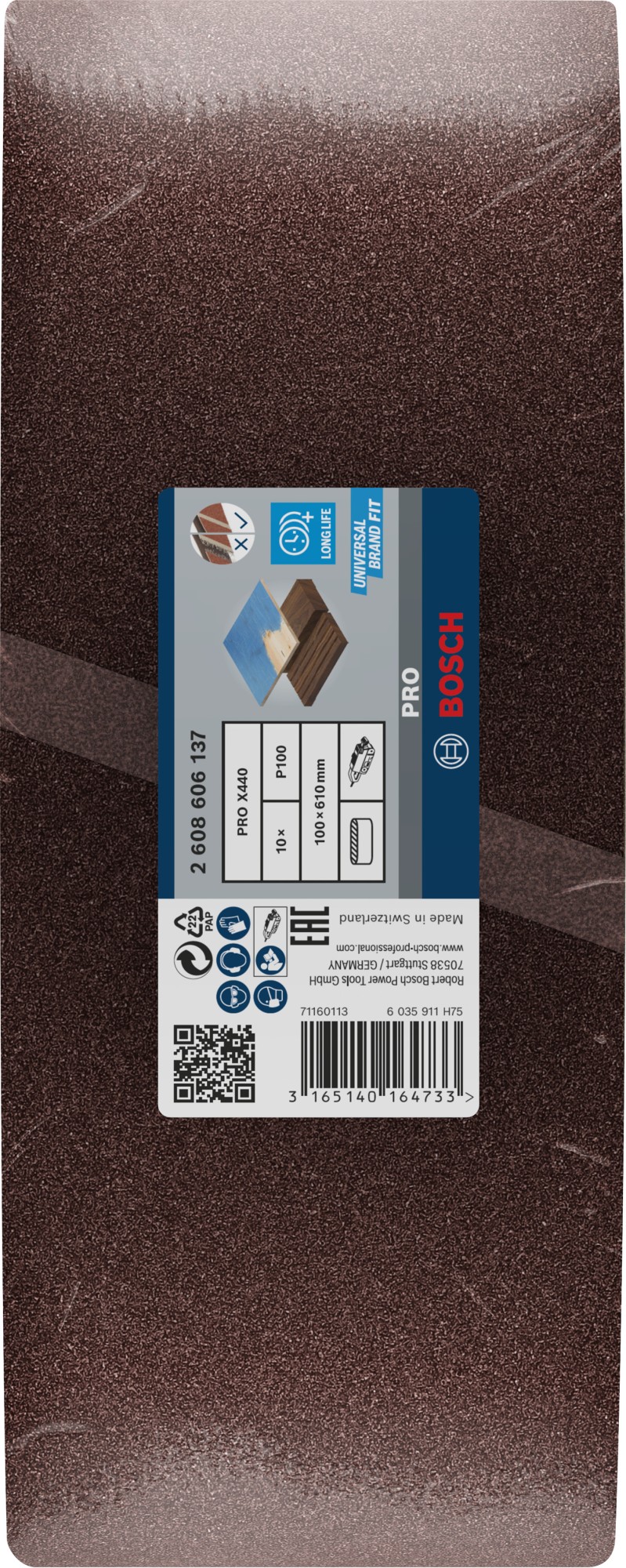 Banda de lija PRO X440, 100 x 610 mm, G100, 10 unidades