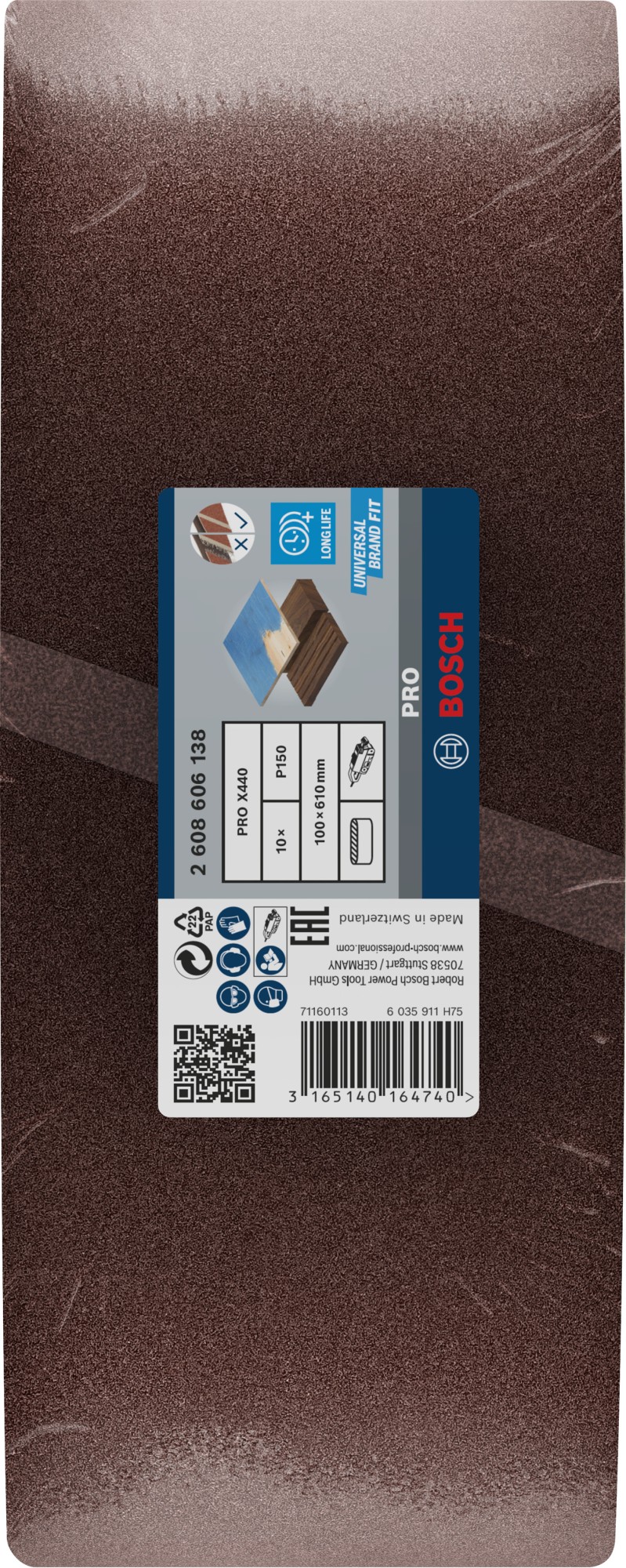 Banda de lija PRO X440, 100 x 610 mm, G150, 10 unidades