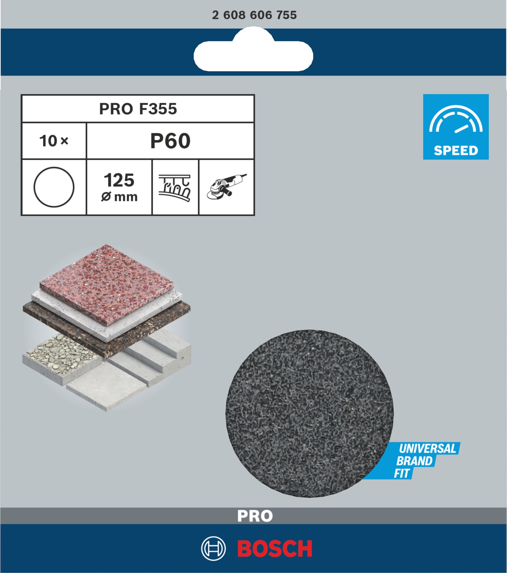 Hoja de lija PRO F355, 125 mm, G60, 10 unidades