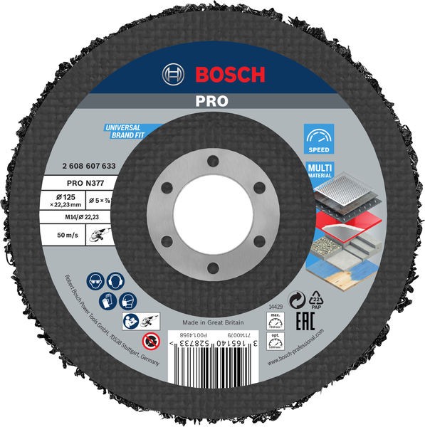 Disco de limpieza PRO N377 para amoladoras pequeñas, diámetro interior de 22,23 mm