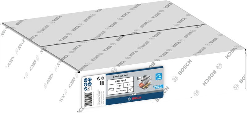 Banda de lija PRO Y580, 40 x 760 mm, G60, 10 unidades