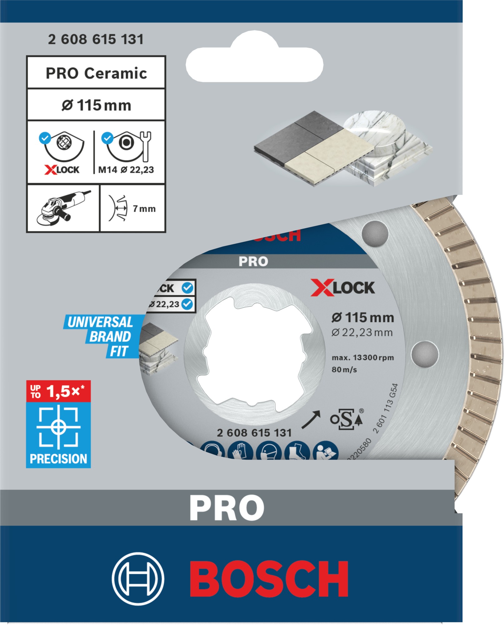Disco de diamante PRO Ceramic X-Lock, 115 x 22,23 mm, 22,23 mm
