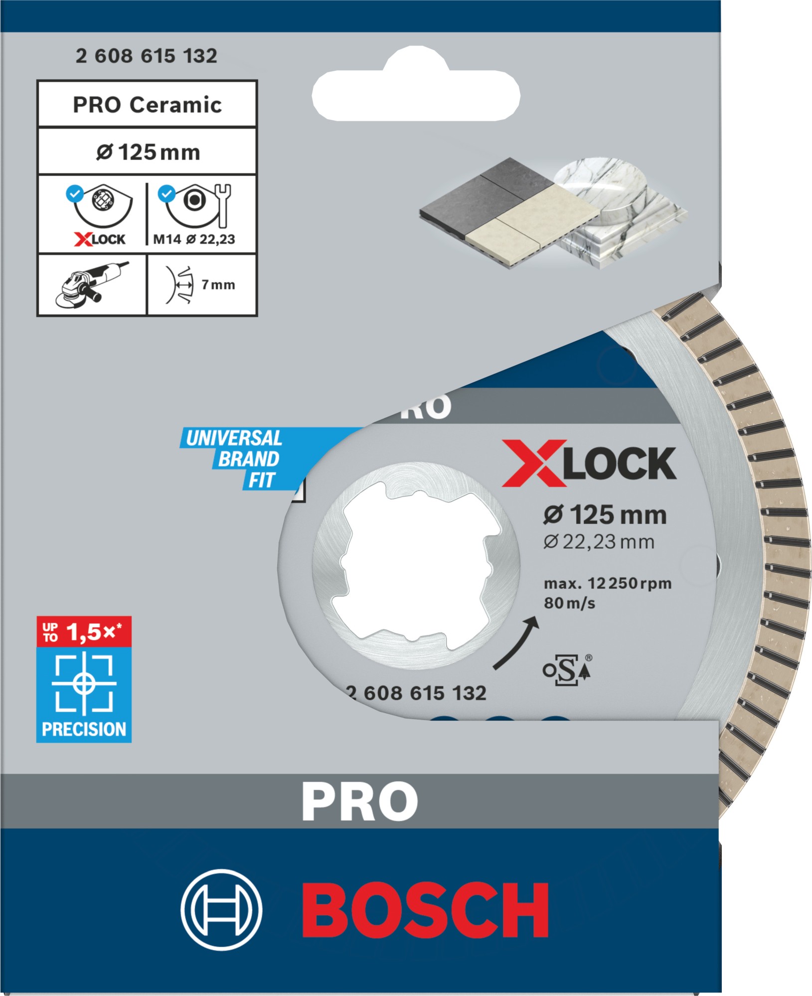 Disco de diamante PRO Ceramic X-Lock, 125 x 22,23 mm, 22,23 mm