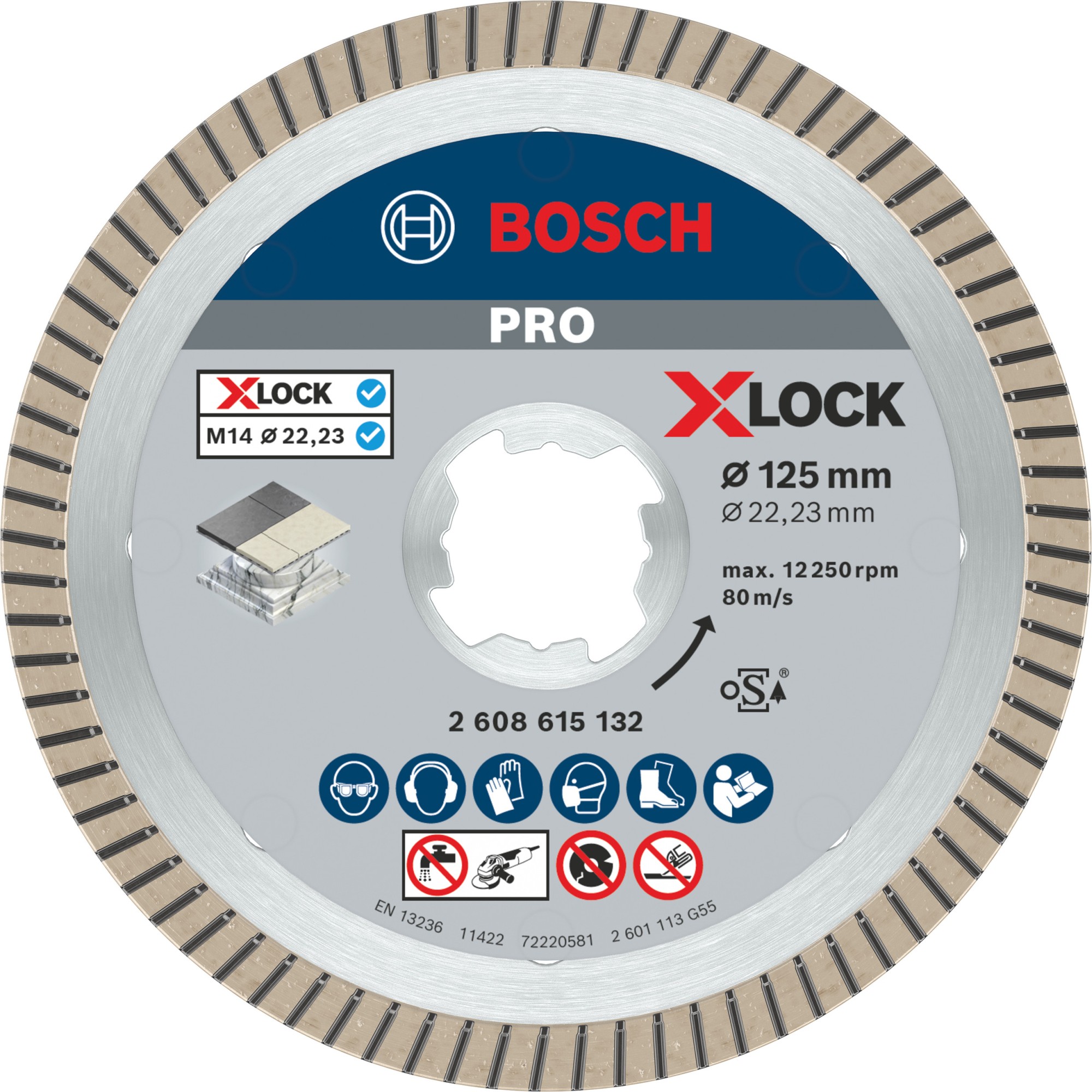 Disco de diamante PRO Ceramic X-Lock, 125 x 22,23 mm, 22,23 mm
