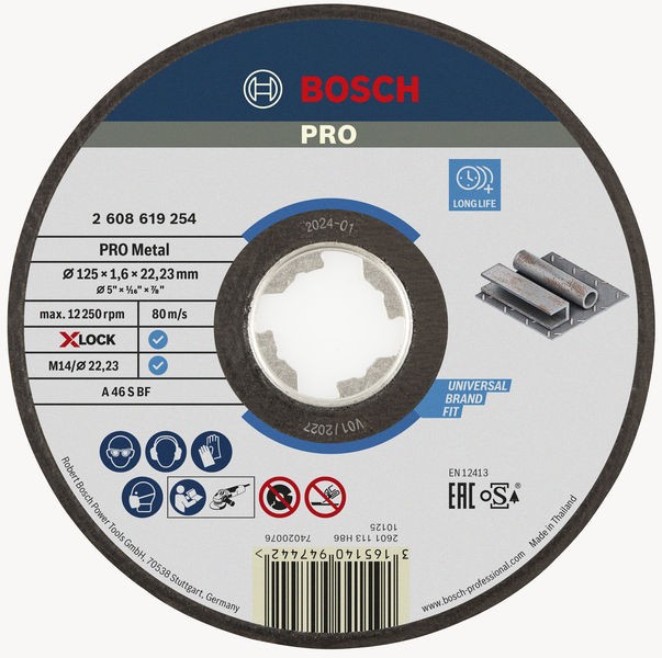 Disco de corte abrasivo PRO Metal, 125 x 1,6 x 22,23 mm, X-Lock