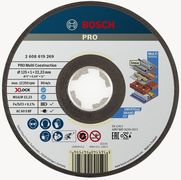 Disco de corte PRO Multi Material X-Lock, 125 x 1 x 22,23 mm