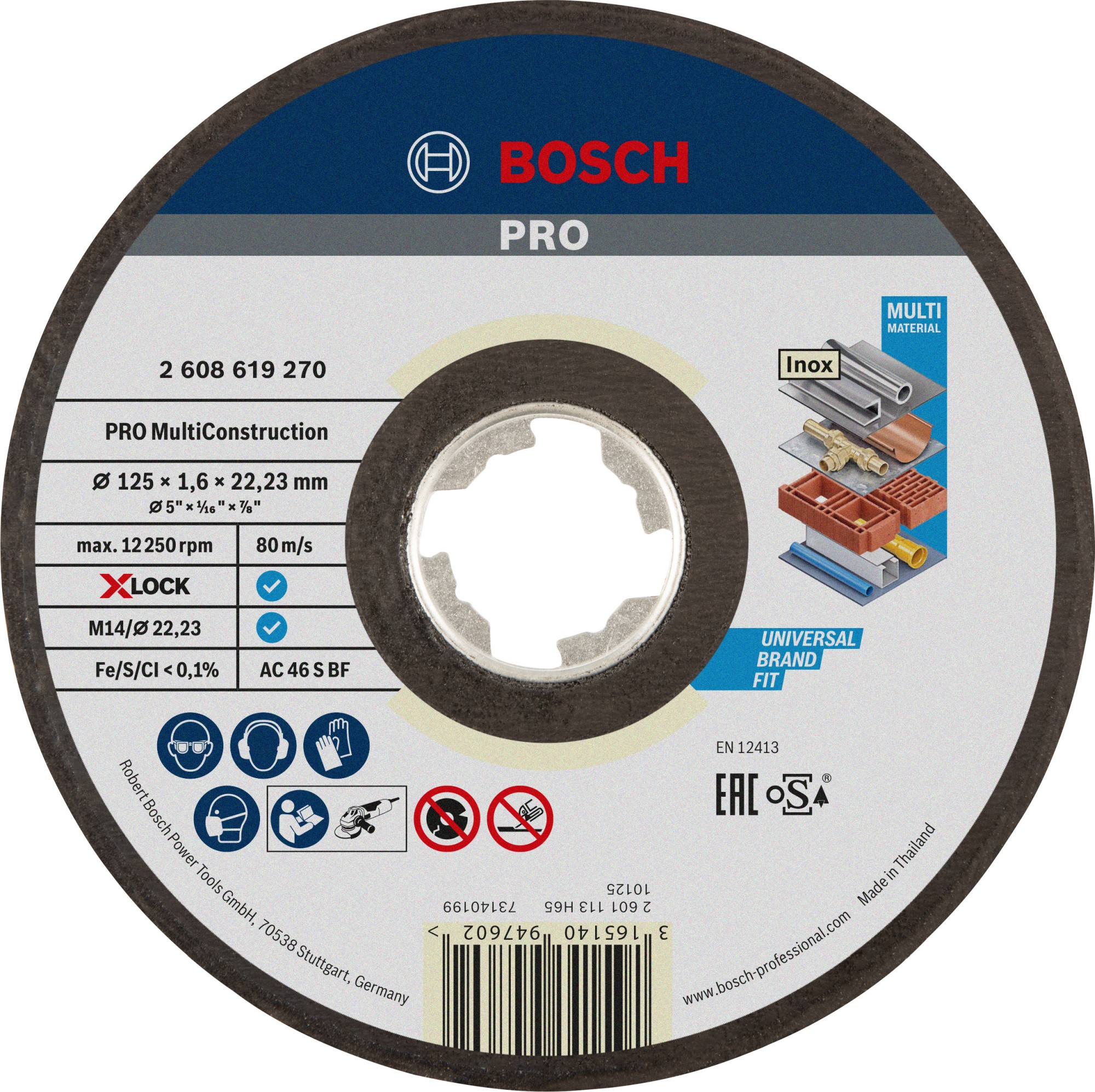 Disco de corte PRO Multi Material X-Lock, 125 x 1,6 x 22,23 mm