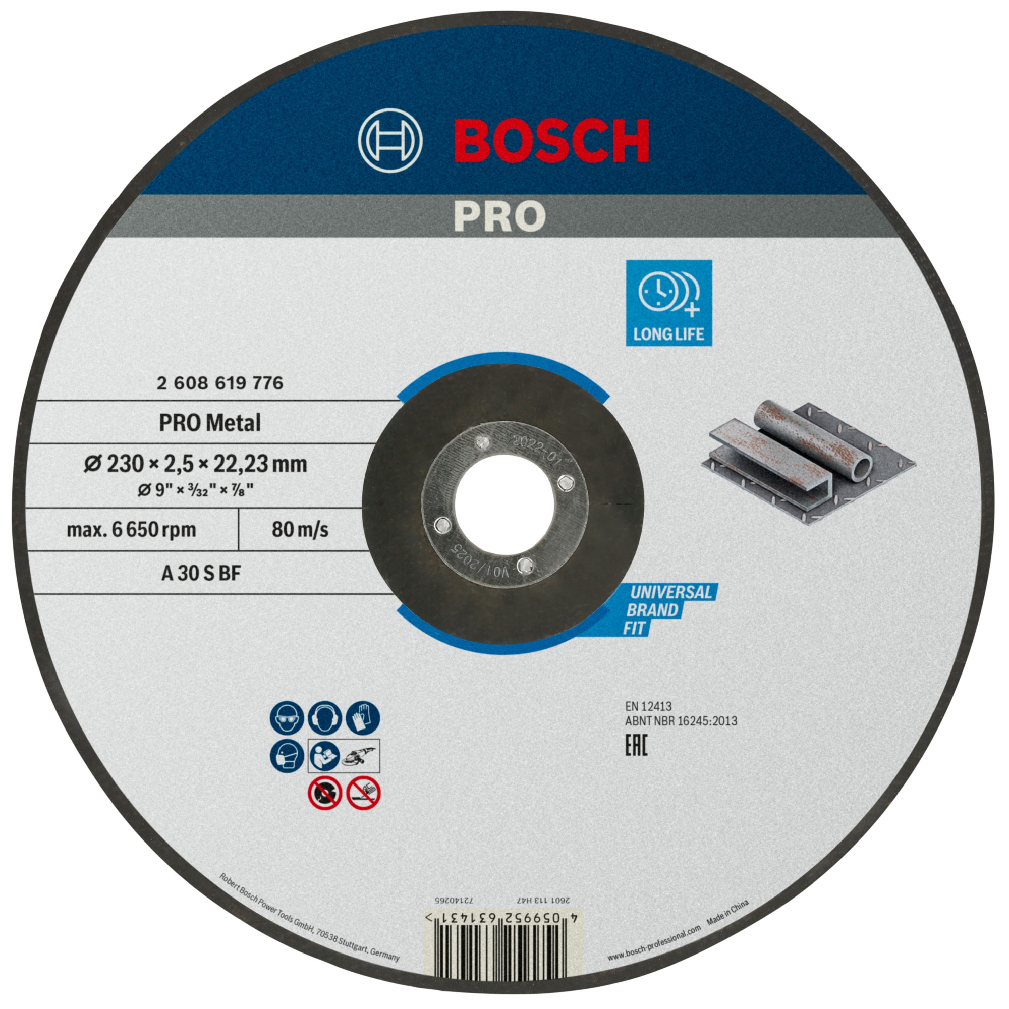 Disco de corte abrasivo PRO Metal, 230 x 2,5 x 22,23 mm