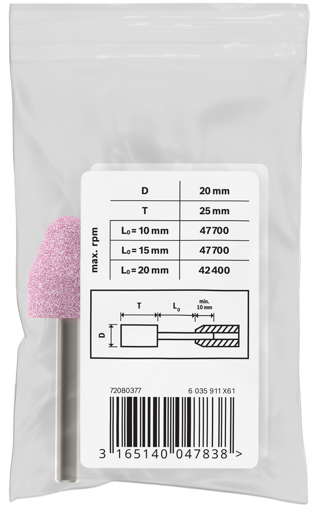 Set de puntas insertables PRO Steel, 20 x 25 mm, G60, cónicas