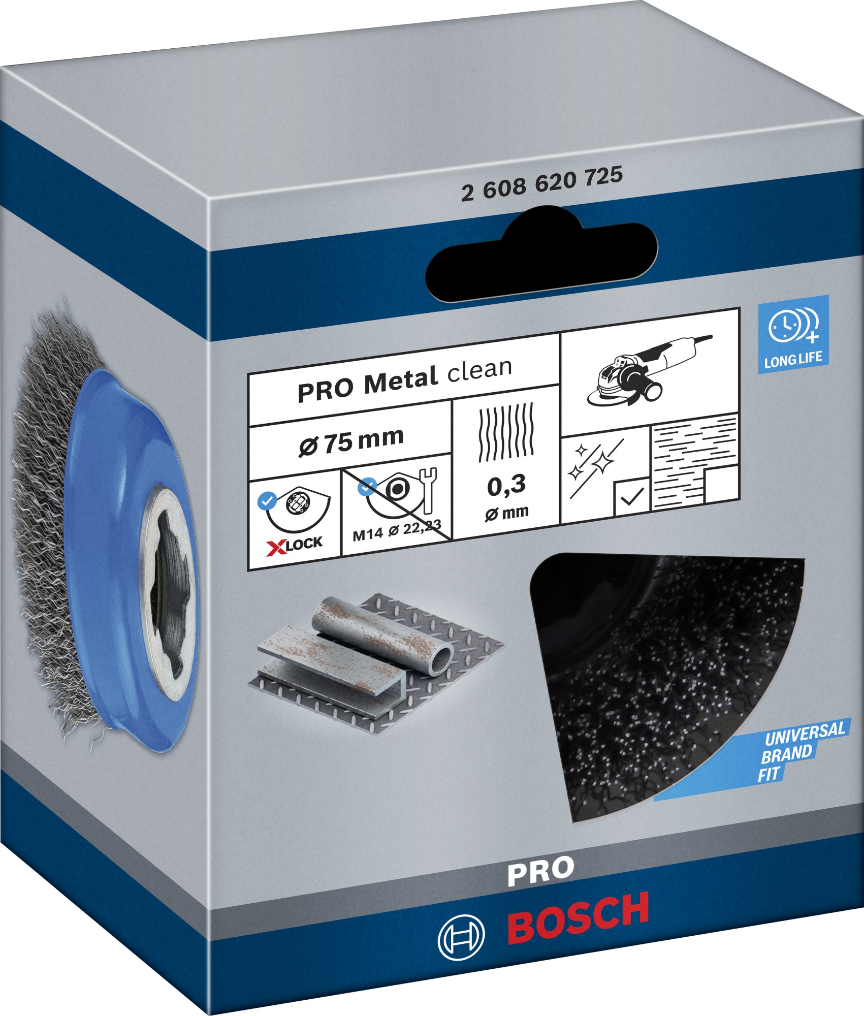 Cepillo de vaso PRO Metal clean X-Lock, 75 x 0,3 mm