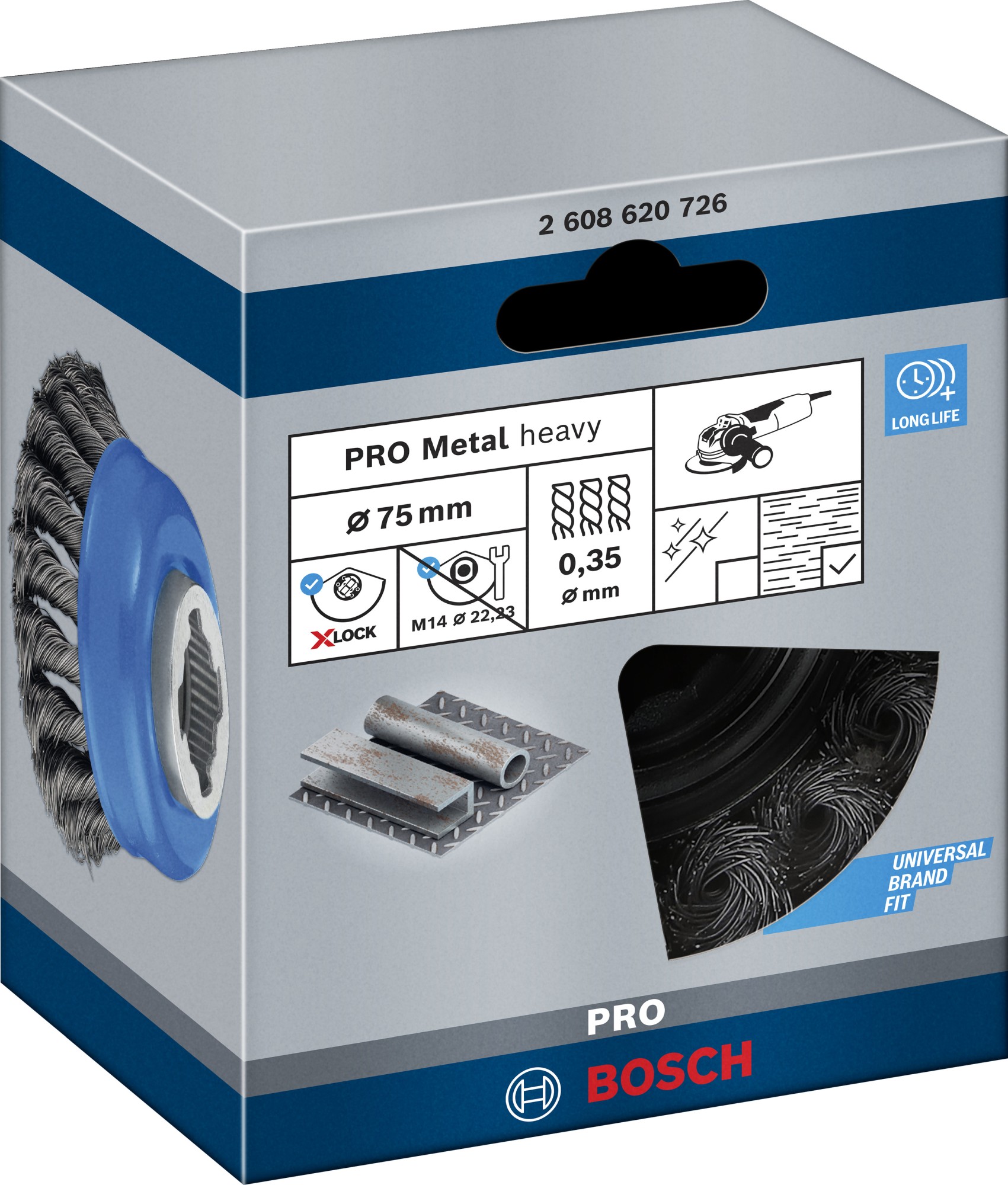 Cepillo de vaso PRO Metal heavy X-Lock, 75 x 0,35 mm