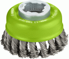Cepillo de vaso de alambre trenzado PRO Stainless Steel heavy para amoladoras pequeñas, X-Lock