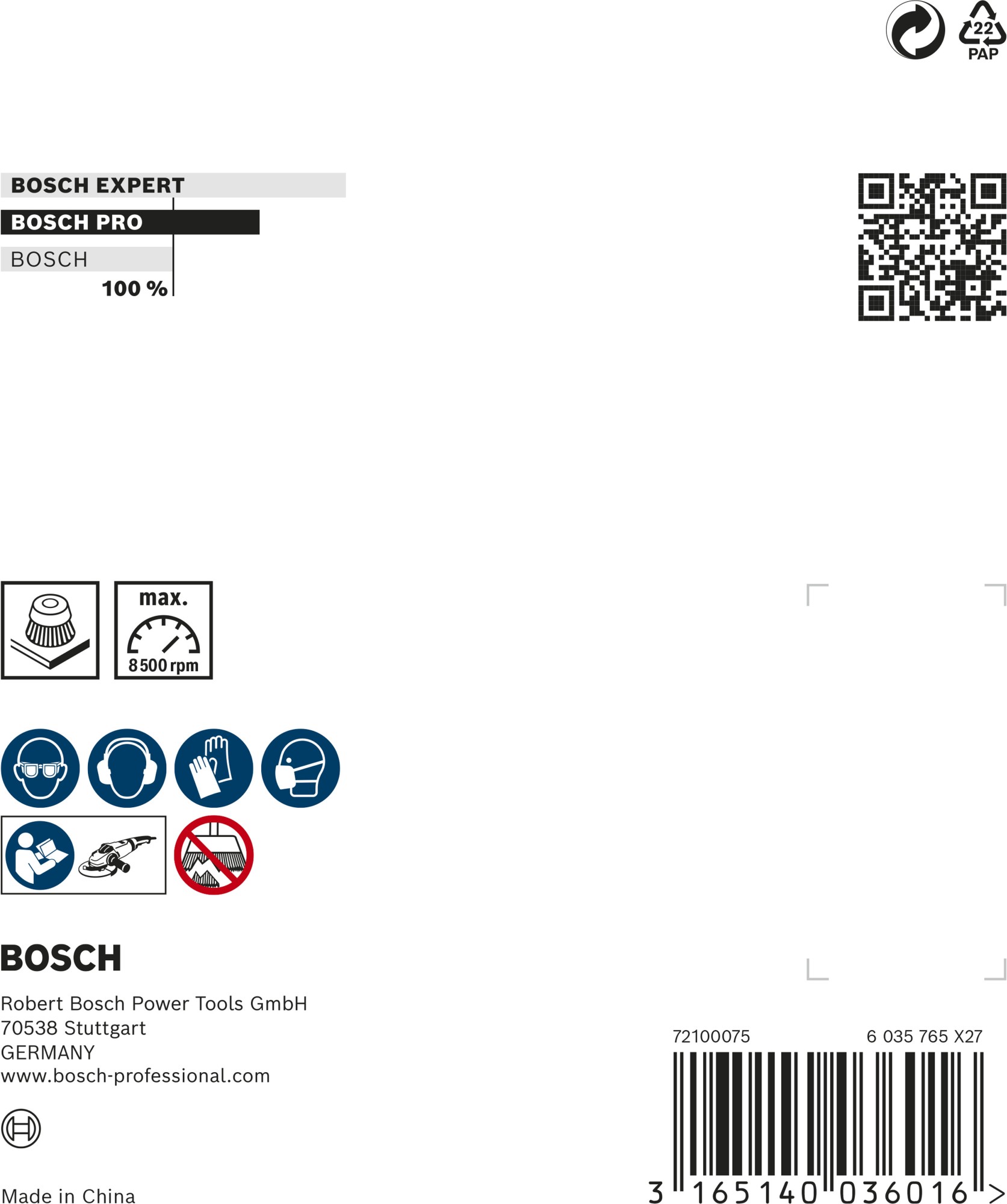 Cepillo de vaso PRO Metal heavy, 100 x 0,5 mm, rosca