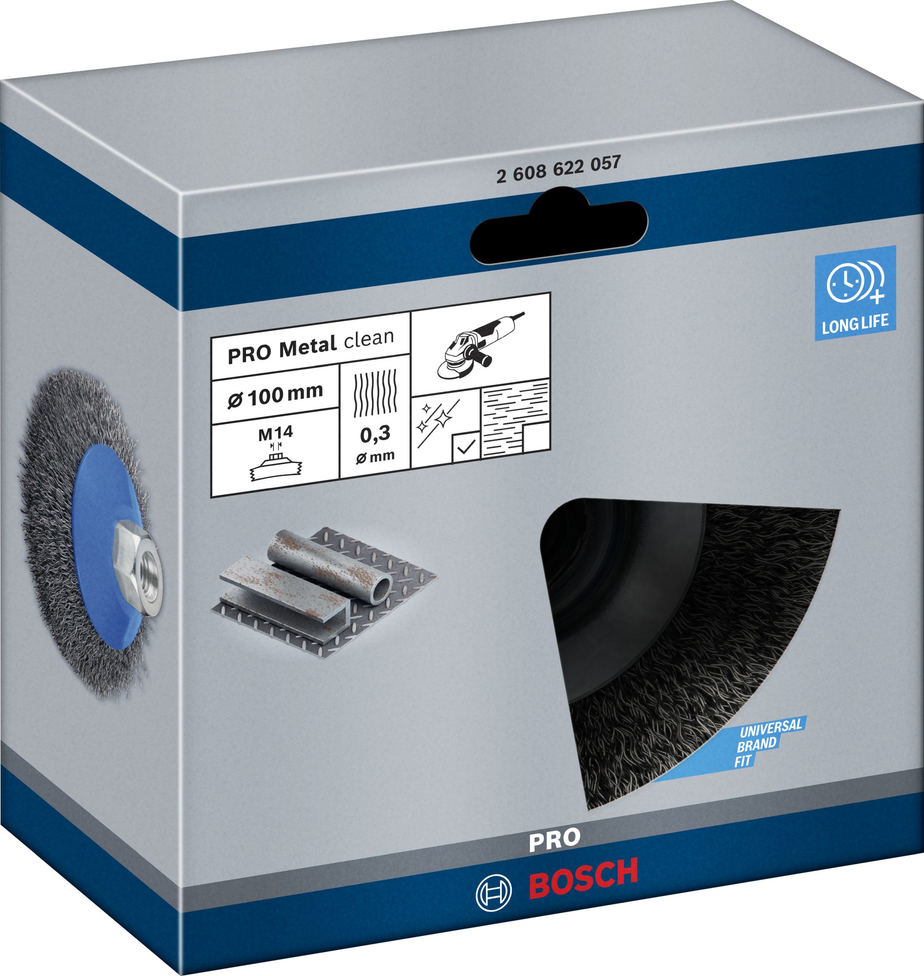 Cepillo cónico PRO Metal clean, 100 x 0,3 mm, rosca