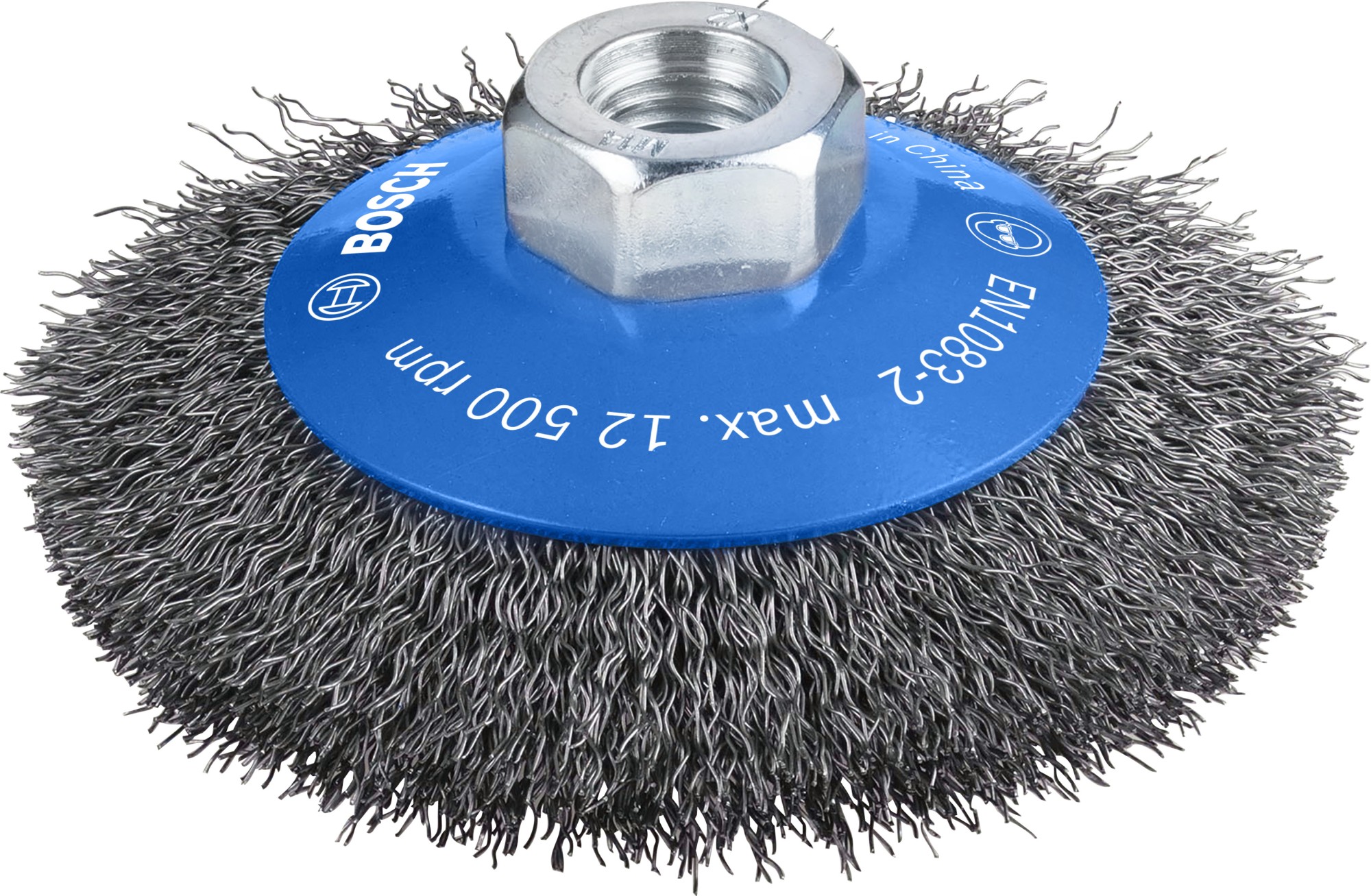 Cepillo cónico de alambre ondulado PRO Metal Clean para amoladoras pequeñas, rosca M14