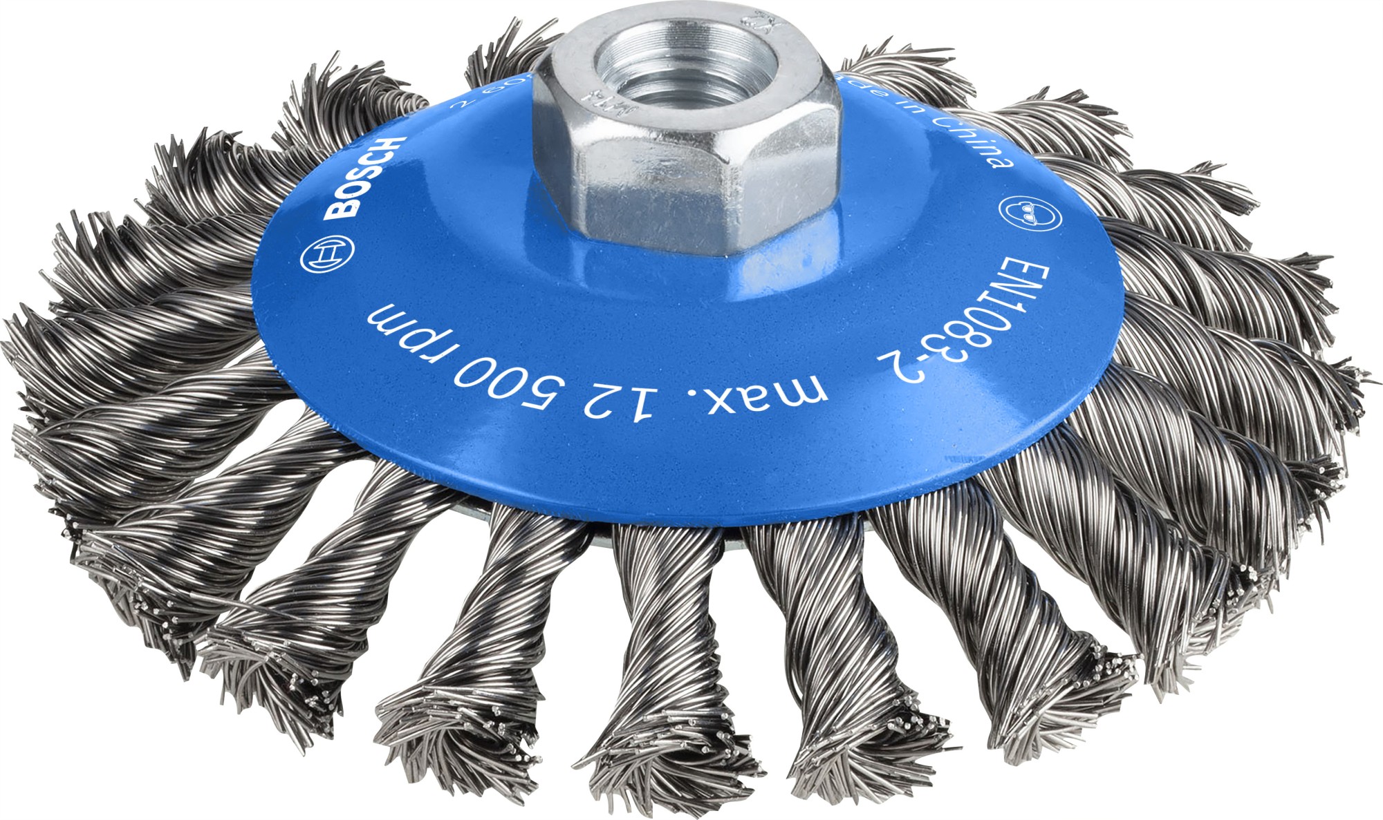 Cepillo cónico de alambre trenzado PRO Metal heavy para amoladoras pequeñas, rosca M14