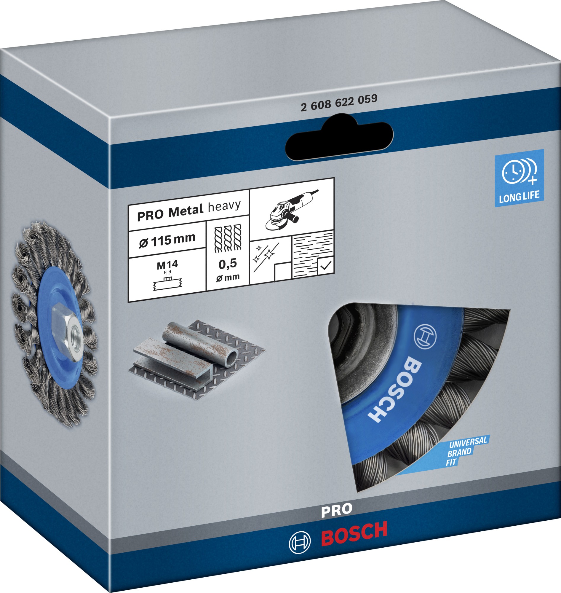 Disco de alambre PRO Metal heavy, 115 x 0,5 mm, rosca