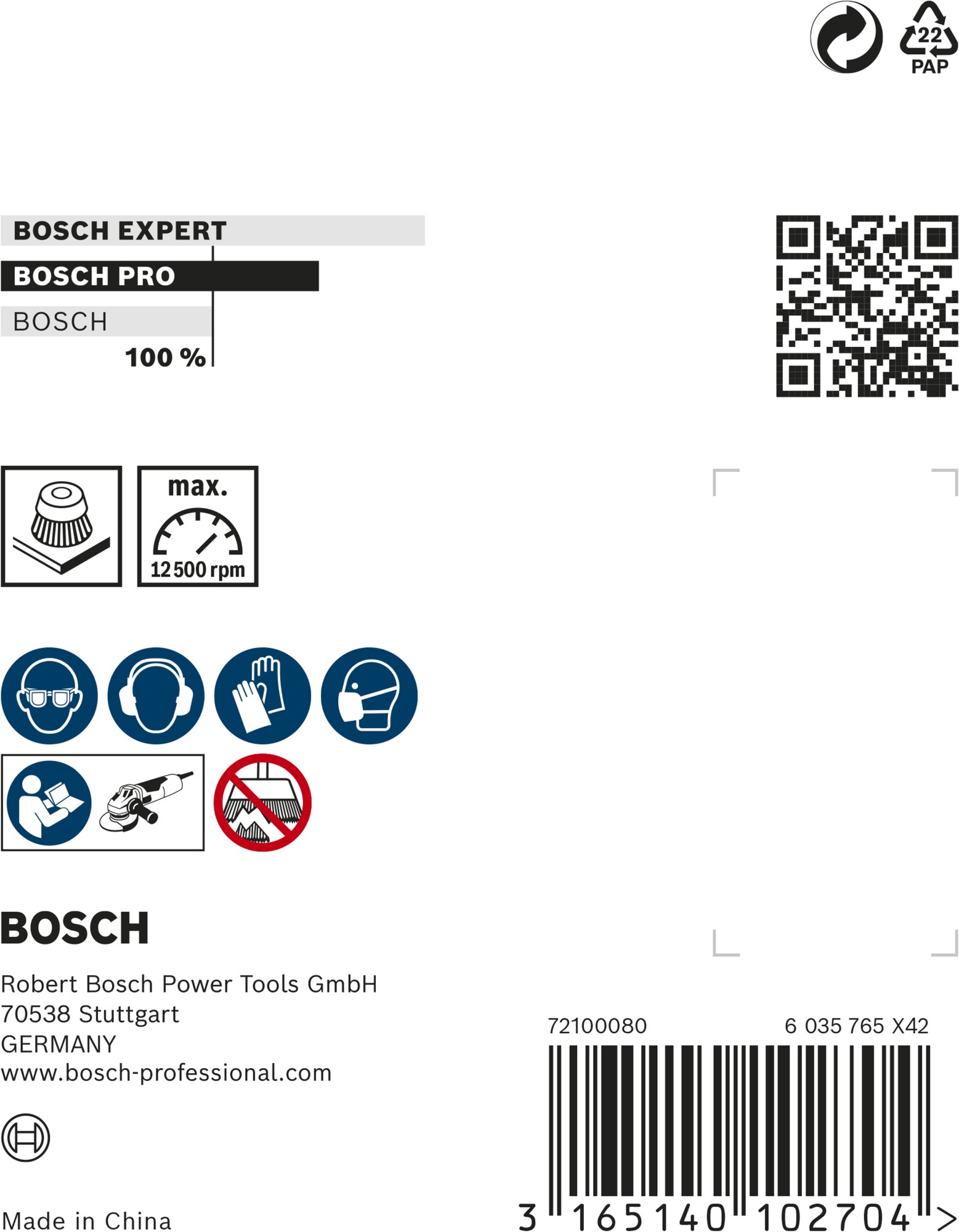 Cepillo de vaso PRO Metal clean, 75 x 0,3 mm, rosca