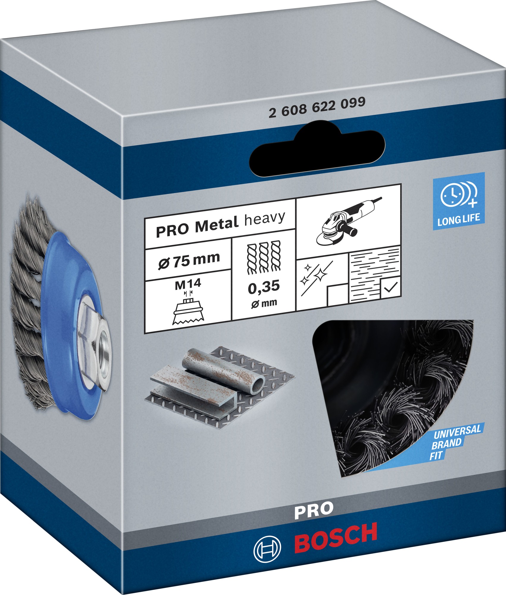 Cepillo de vaso PRO Metal heavy, 75 x 0,35 mm, rosca