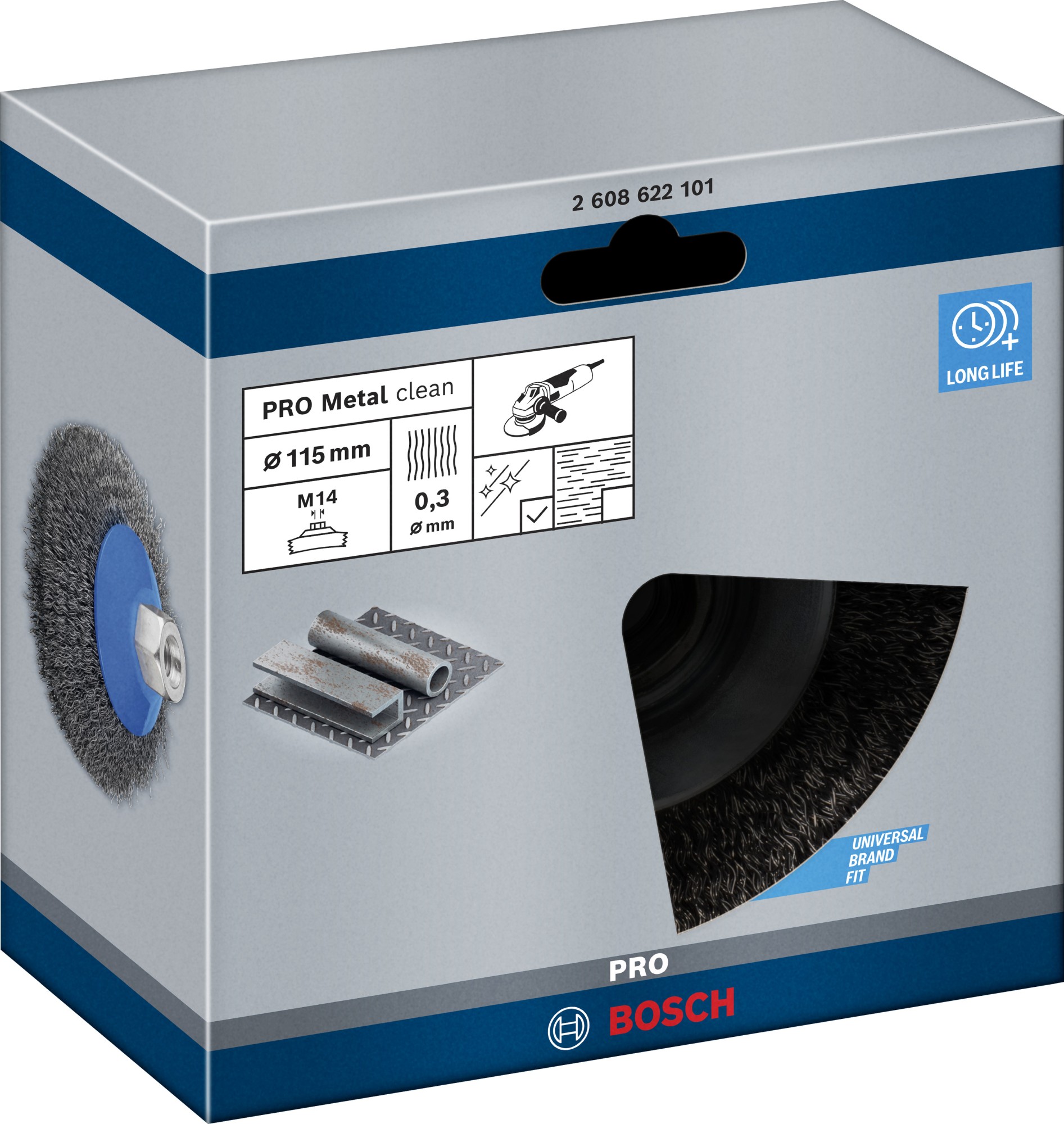 Cepillo cónico PRO Metal clean, 115 x 0,3 mm, rosca