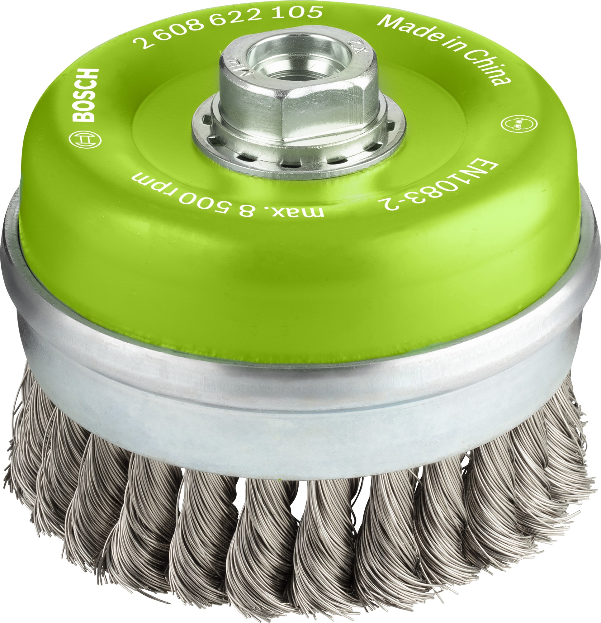 Cepillo de vaso de alambre trenzado PRO Stainless Steel heavy para amoladoras grandes, rosca M14