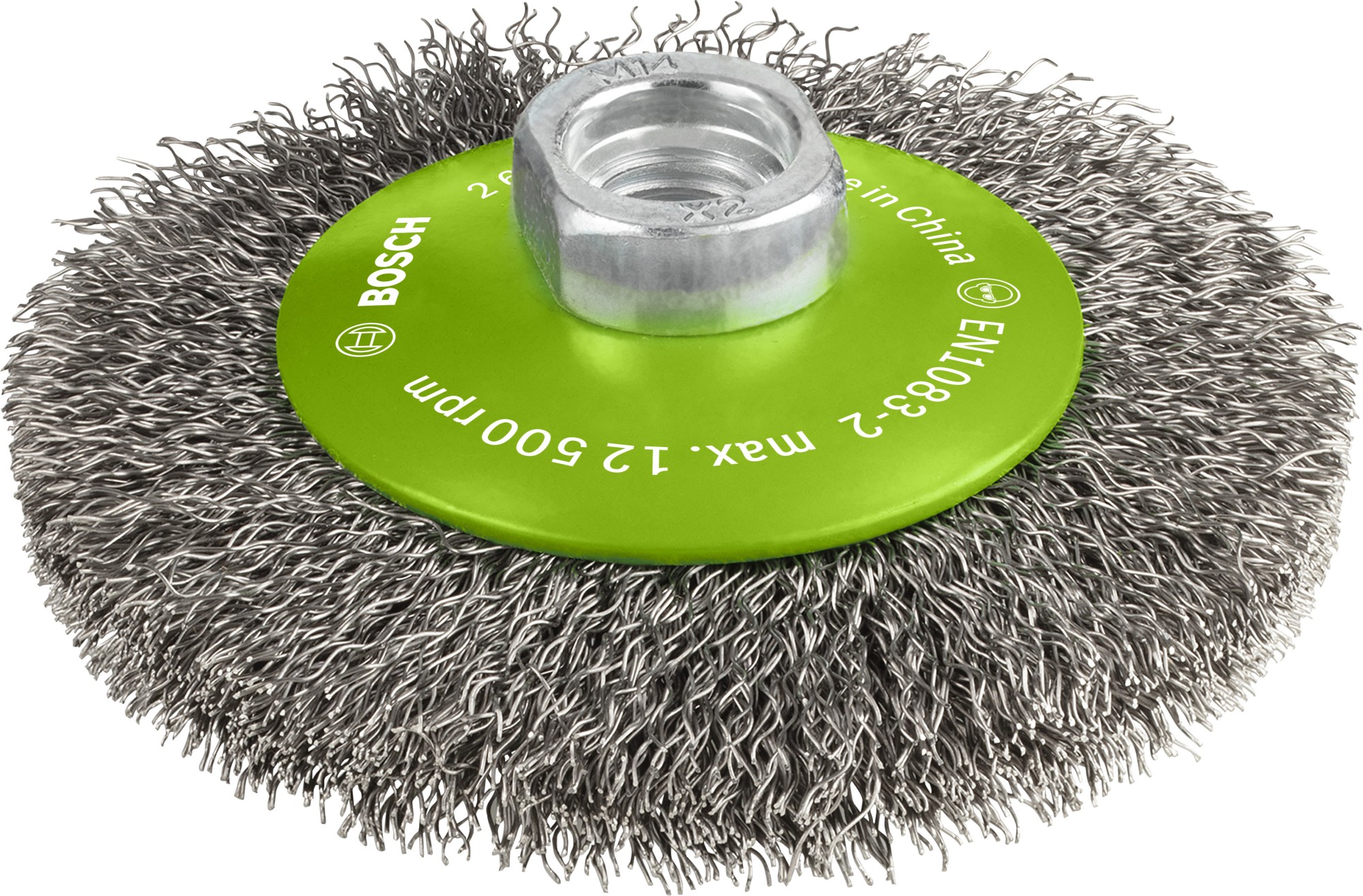 Cepillo cónico de alambre ondulado PRO Stainless Steel clean para amoladoras pequeñas, rosca M14