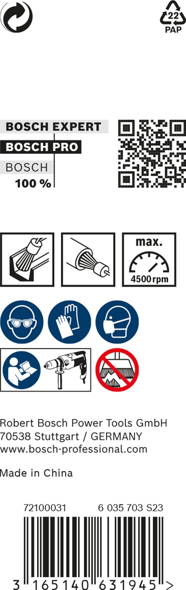 Cepillo de acabado PRO Metal clean, vástago de inserción recto, 15 x 0,2 mm