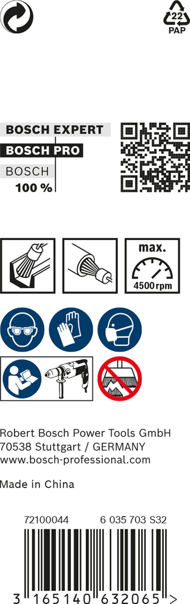 Cepillo de acabado PRO Stainless Steel clean, vástago de inserción recto, 15 x 0,2 mm