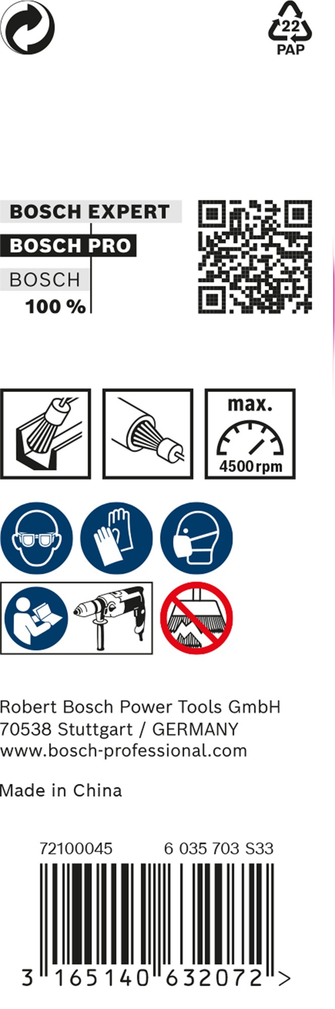 Cepillo de acabado PRO Stainless Steel clean, vástago de inserción recto, 25 x 0,3 mm