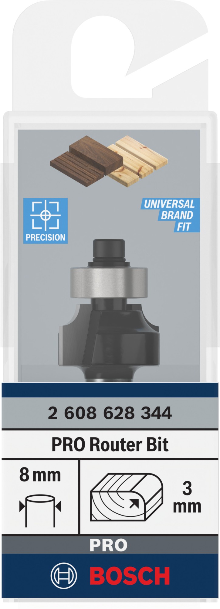 Broca fresadora para redondeo PRO, R 3, vástago de 8 mm