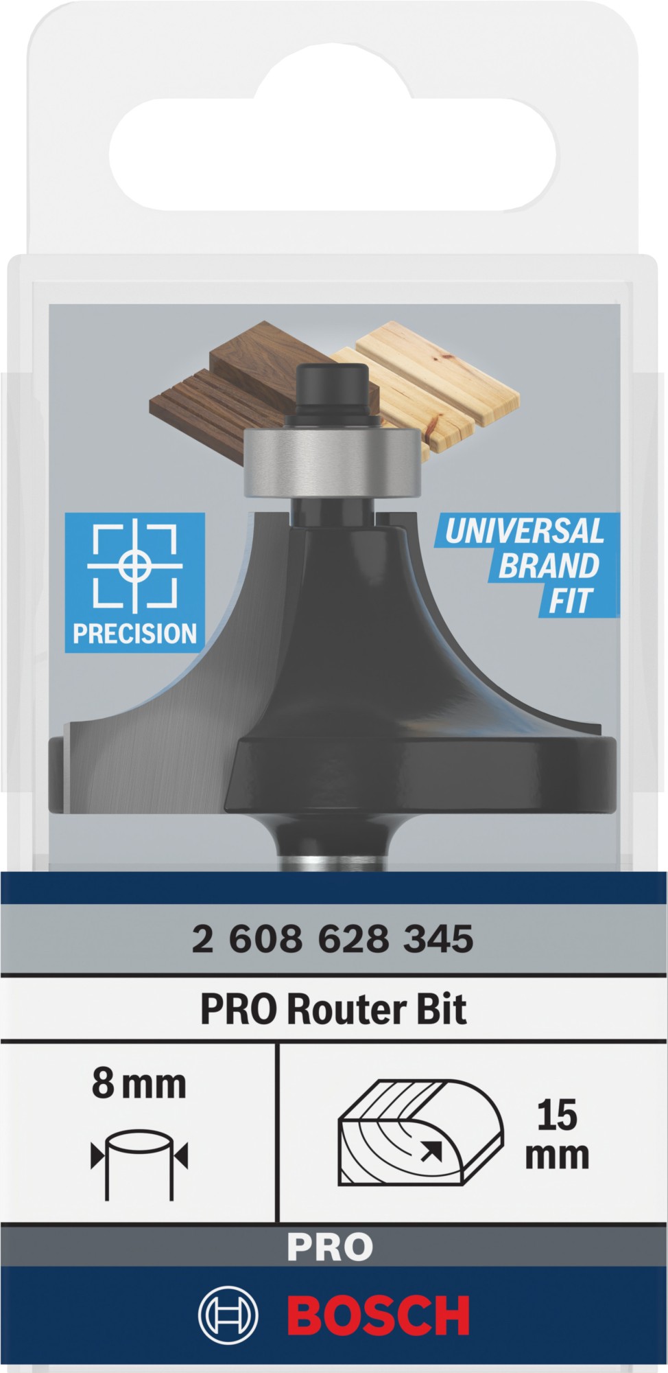 Broca fresadora para redondeo PRO, R 15, vástago de 8 mm