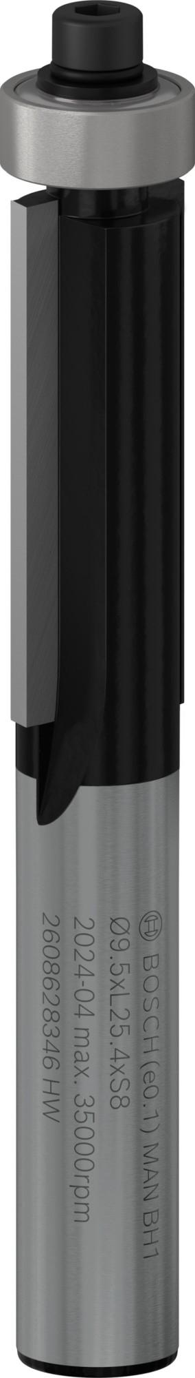 Broca fresadora de recorte al ras PRO con cojinete inferior, Ø 9,5 x L 25,4, vástago de 8 mm