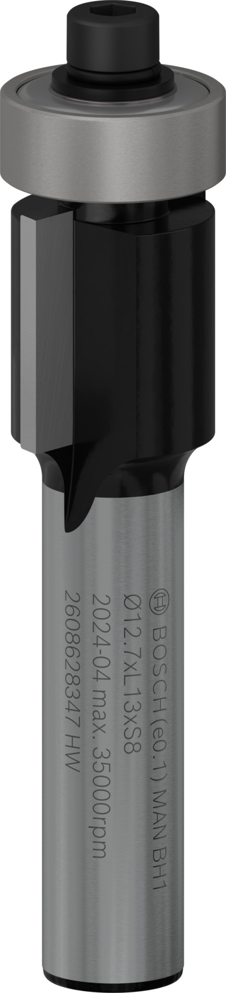 Broca fresadora de recorte al ras PRO con cojinete inferior, Ø 12,7 x L 13, vástago de 8 mm