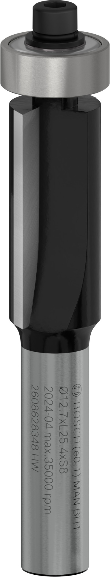 Broca fresadora de recorte al ras PRO con cojinete inferior, Ø 12,7 x L 25,4, vástago de 8 mm