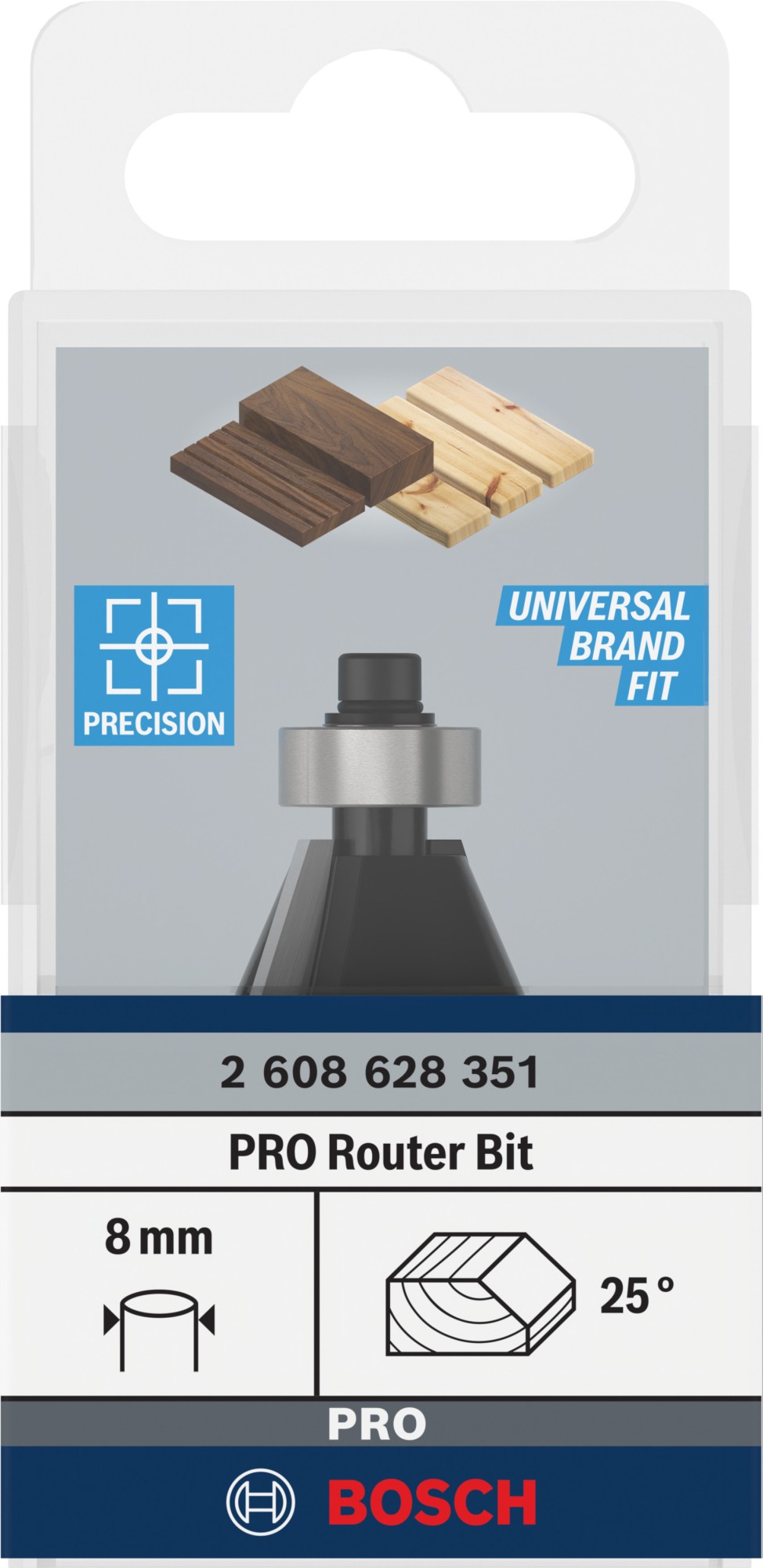 Broca fresadora para biseles PRO, 25°, vástago de 8 mm