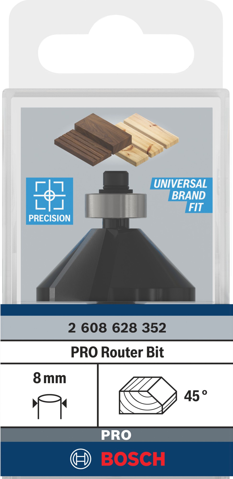 Broca fresadora para biseles PRO, 45°, vástago de 8 mm