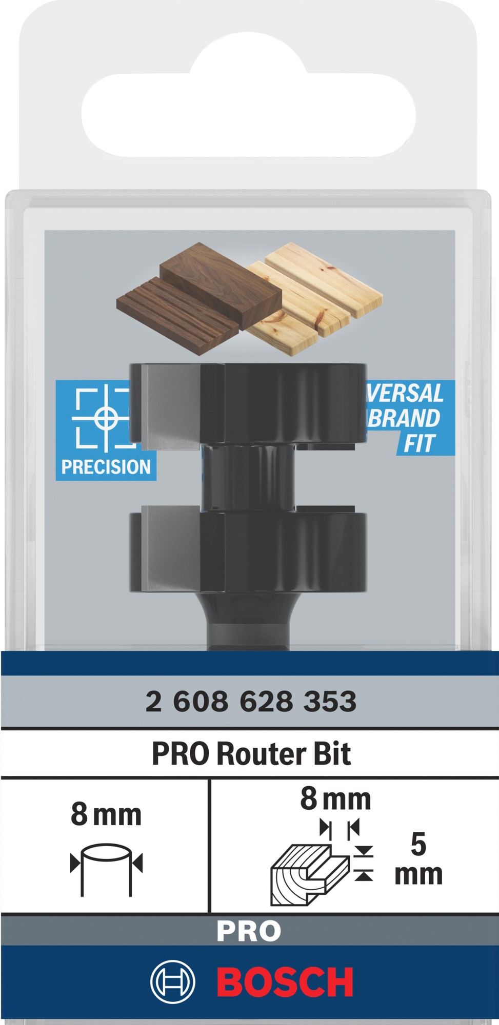 Broca para uniones de lengüetas PRO, Ø 25 x L 5, vástago de 8 mm