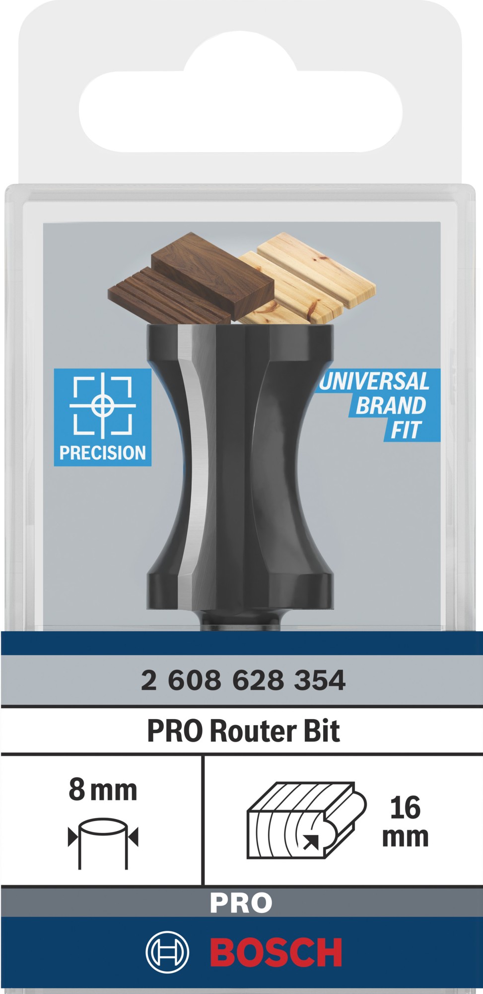 Broca fresadora para molduras PRO, R 16, vástago de 8 mm
