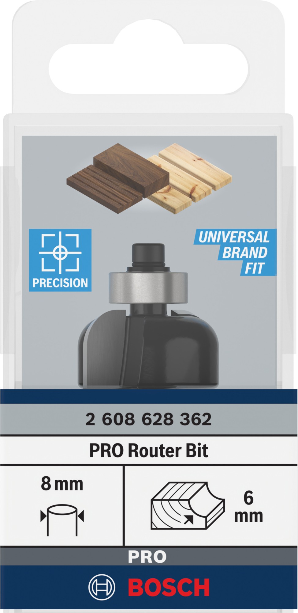 Broca fresadora PRO para moldura cóncava, R 6, vástago de 8 mm