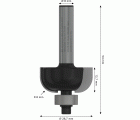 Broca fresadora PRO para moldura cóncava, R 8, vástago de 8 mm