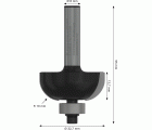 Broca fresadora PRO para moldura cóncava, R 10, vástago de 8 mm