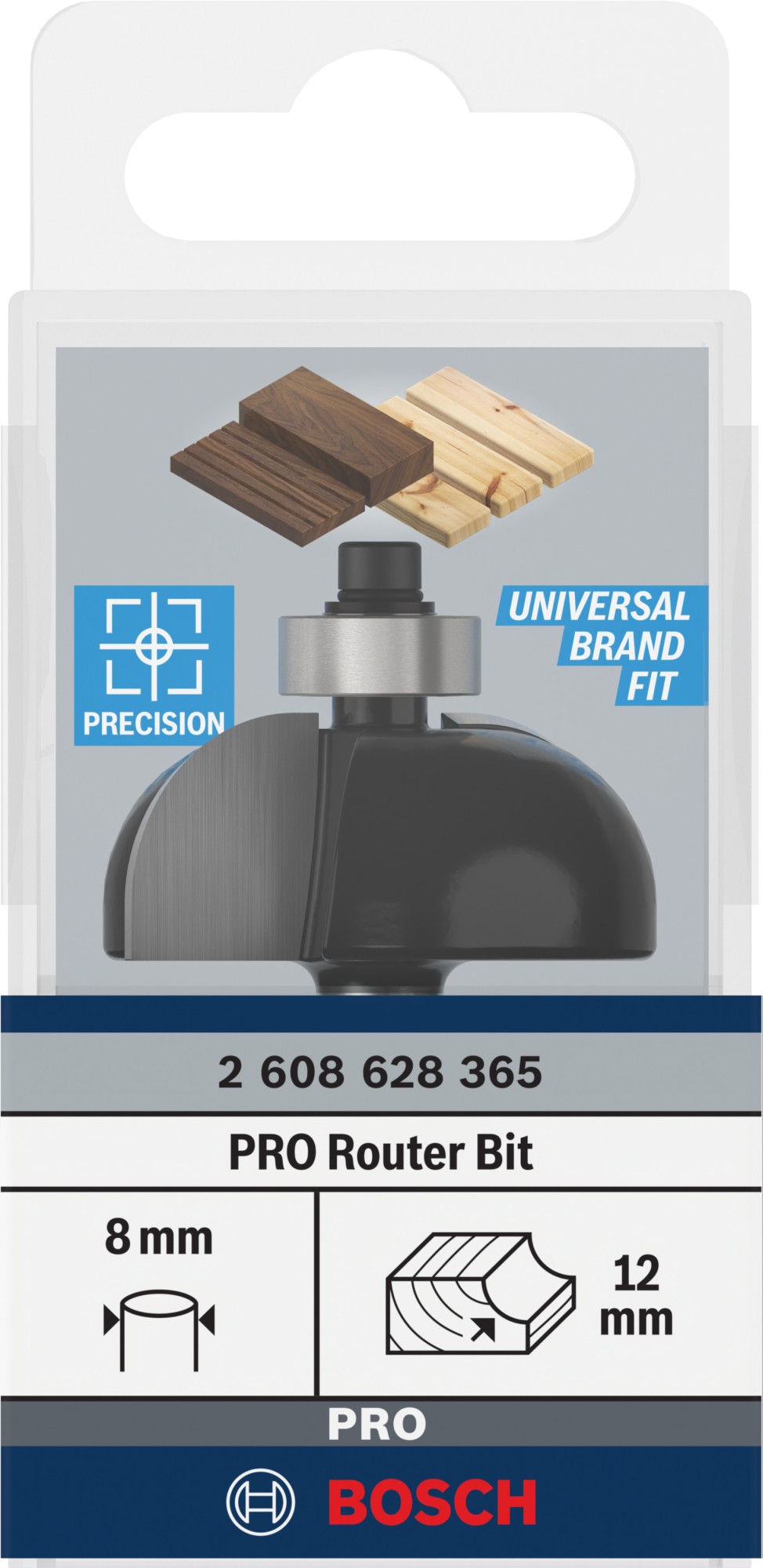 Broca fresadora PRO para moldura cóncava, R 12, vástago de 8 mm