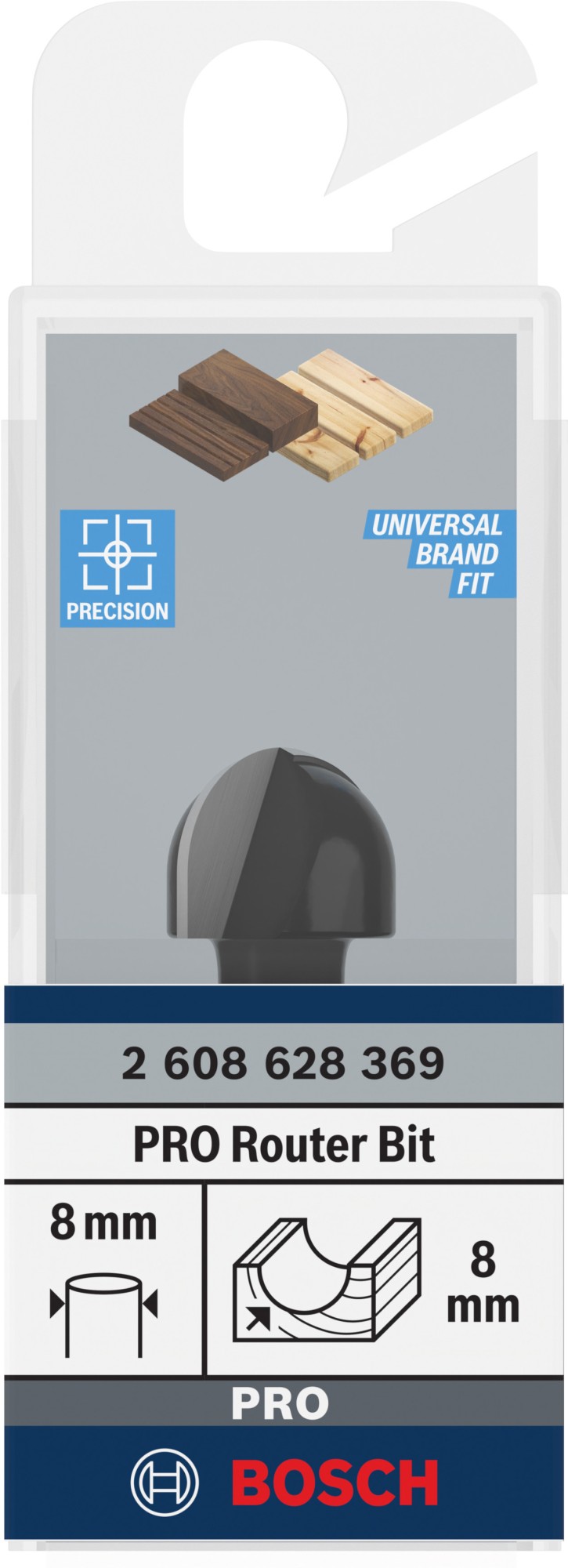 Broca fresadora PRO para molduras de media caña, R 8, vástago de 8 mm