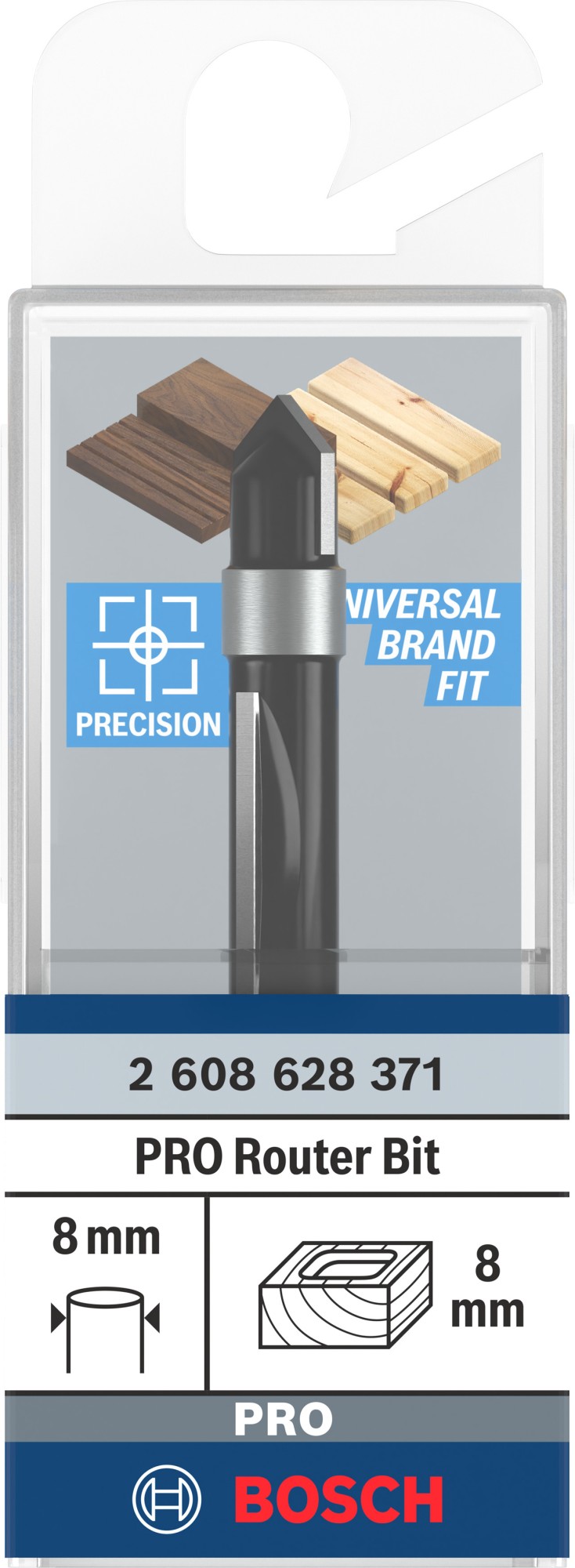 Broca fresadora piloto PRO para paneles, Ø 8 x L 18,6, vástago de 8 mm