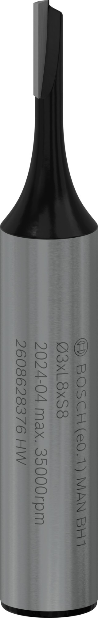 Broca fresadora recta PRO, una acanaladura, Ø 3 x L 8, vástago de 8 mm