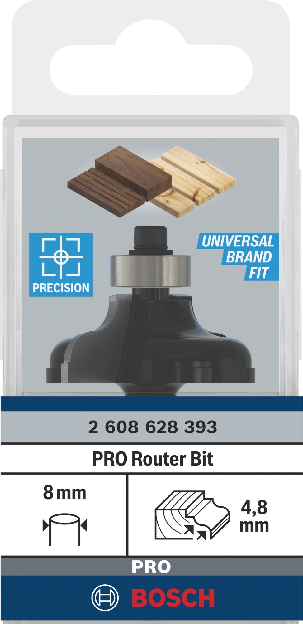 Broca fresadora PRO para moldura romana clásica, R 4,8, vástago de 8 mm