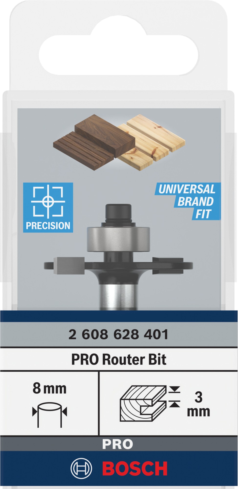 Broca fresadora para ranuras PRO, L 3, vástago de 8 mm