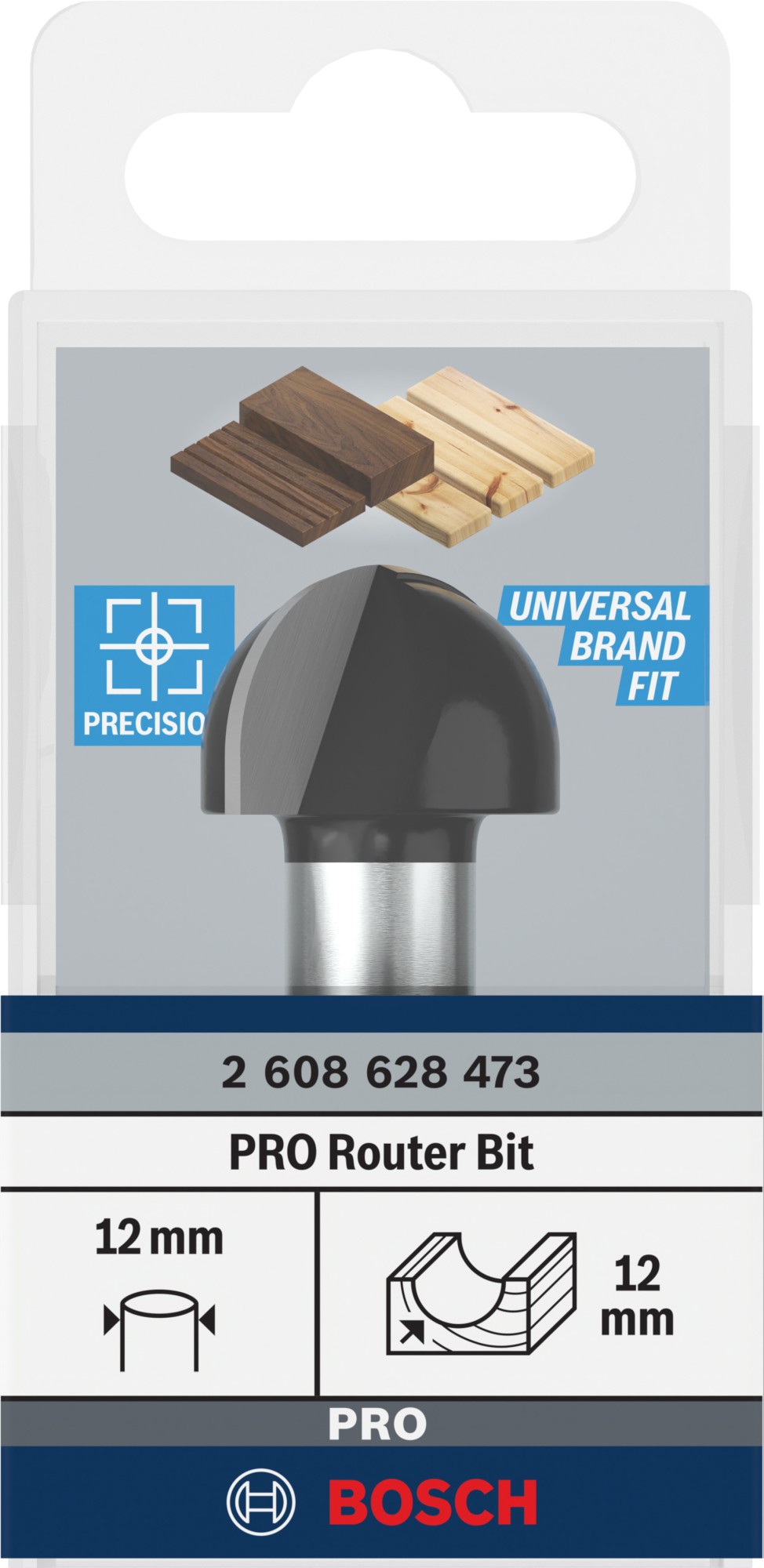 Broca fresadora PRO para molduras de media caña, R 12, vástago de 12 mm