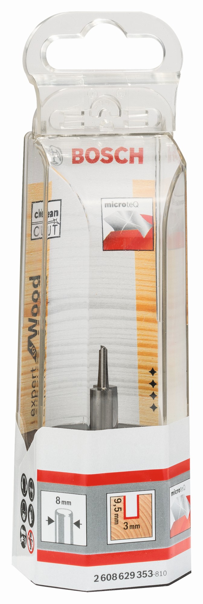 Fresa recta Expert for Wood, carburo macizo, 8 mm, D1 3 mm, L 9,5 mm, G 50,7 mm